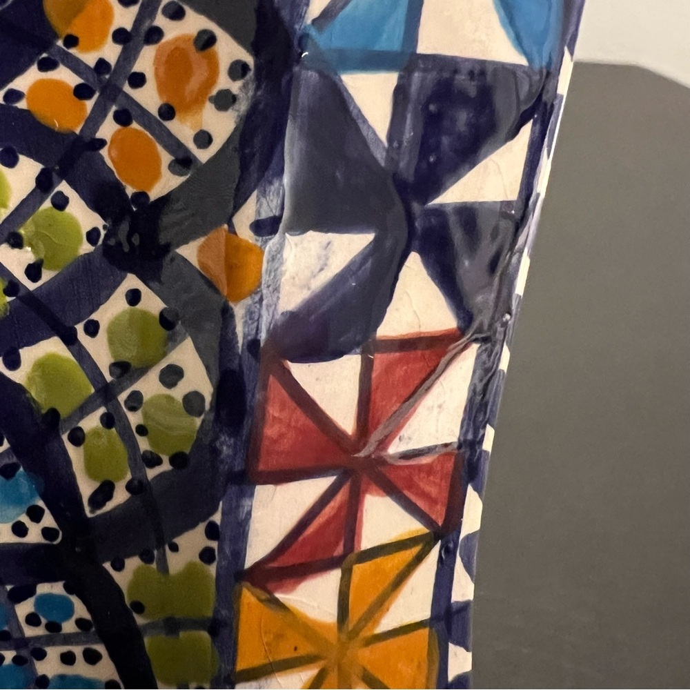 SOLD Hand-Painted Moroccan Ceramic Plate, Catchall, Colorful Wall Decor, 7" Squa - Picture 10 of 10